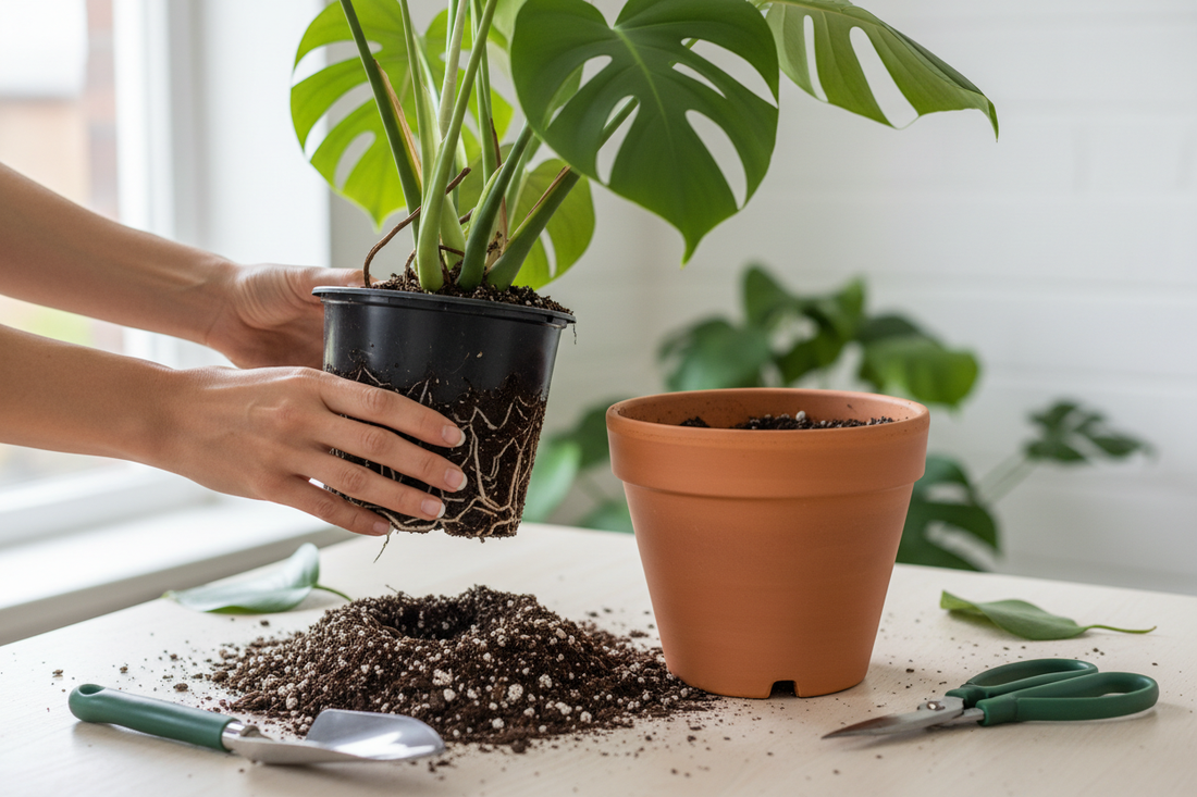 When and how to repot a newly receive plant