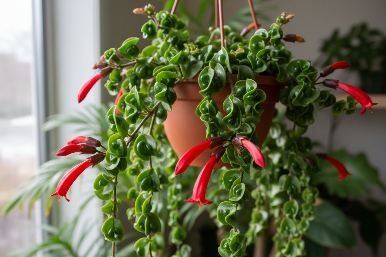 The curly lipstick plant with its buds
